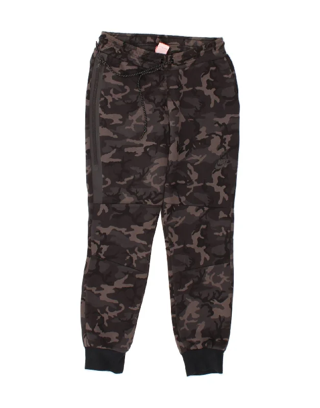 NIKE Womens Tracksuit Trousers Joggers UK 10 Small  Khaki Camouflage Trousers Mesh Breathable