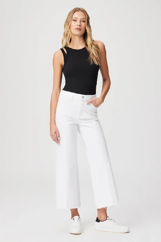 Paige Anessa Raw Hem Pants in Crisp White Sleek Black Pants