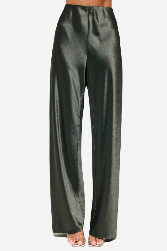 Cami NYC Bristol Silk Pant in Thyme Casual Plaid Pants