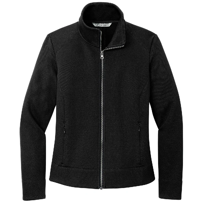 Port Authority Women's Deep Black Network Fleece Jacket Insulated Jacket Fitted Jacket Loose Jacket