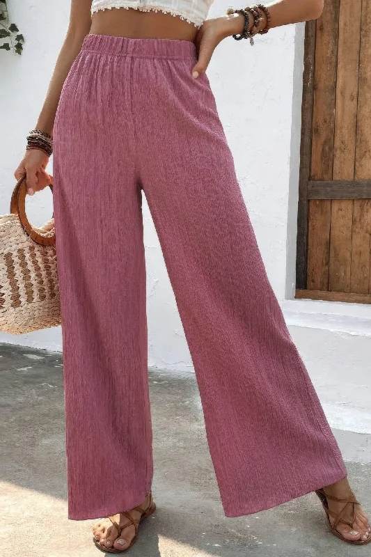 Textured Wide Leg Palazzo Pants Stylish Harem Pants