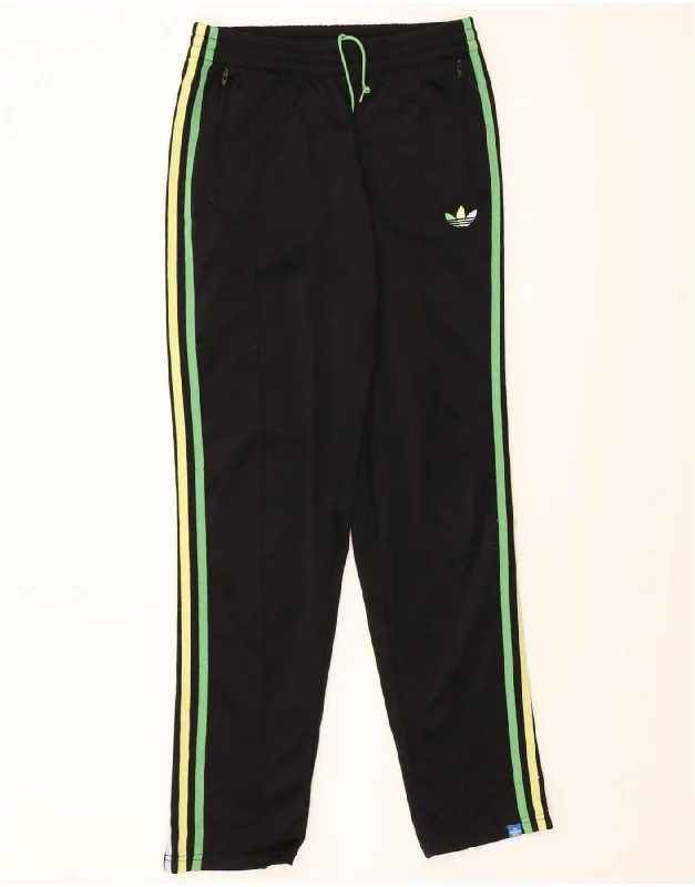 ADIDAS Womens Tracksuit Trousers EU 36 Small  Black Colourblock Polyester Trousers Low Rise Relaxed