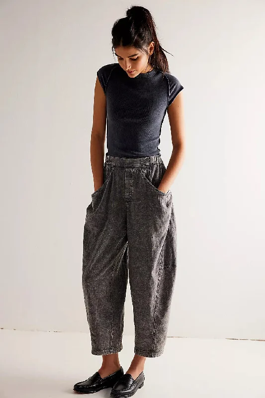 Free People High Road Pull-On Barrel Pants in Dried Basil Soft Sweatpants Style