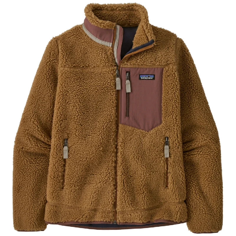 Patagonia Women's Nest Brown w/Dulse Mauve with Oyster White Classic Retro-X Fleece Jacket Embroidered Jacket Appliqued Jacket Beaded Jacket