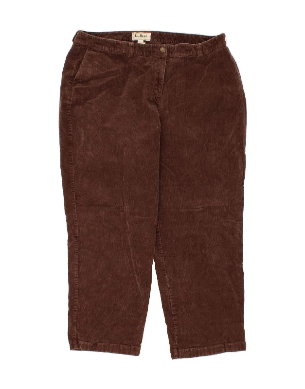 L.L.BEAN Womens Curvy Fit Corduroy Trousers US 20 3XL W40 L26 Brown Trousers Occasion Special