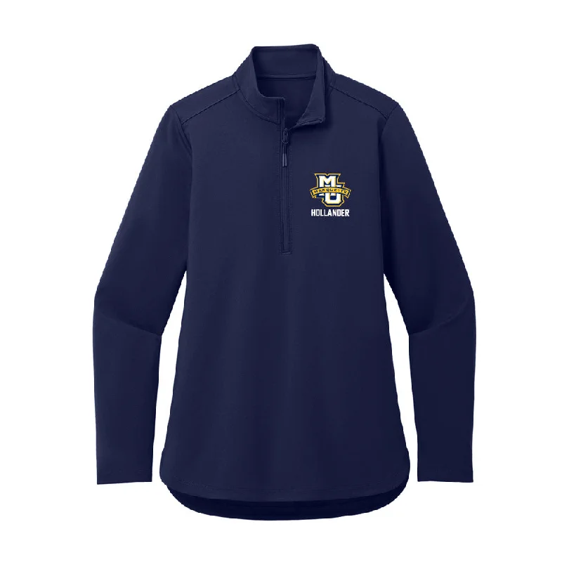 Marquette - NCAA Women's Track & Field : Tessa Hollander - Women's Premium Quarter Zip Jacket Wool Fabric Cashmere Fabric Tweed Fabric