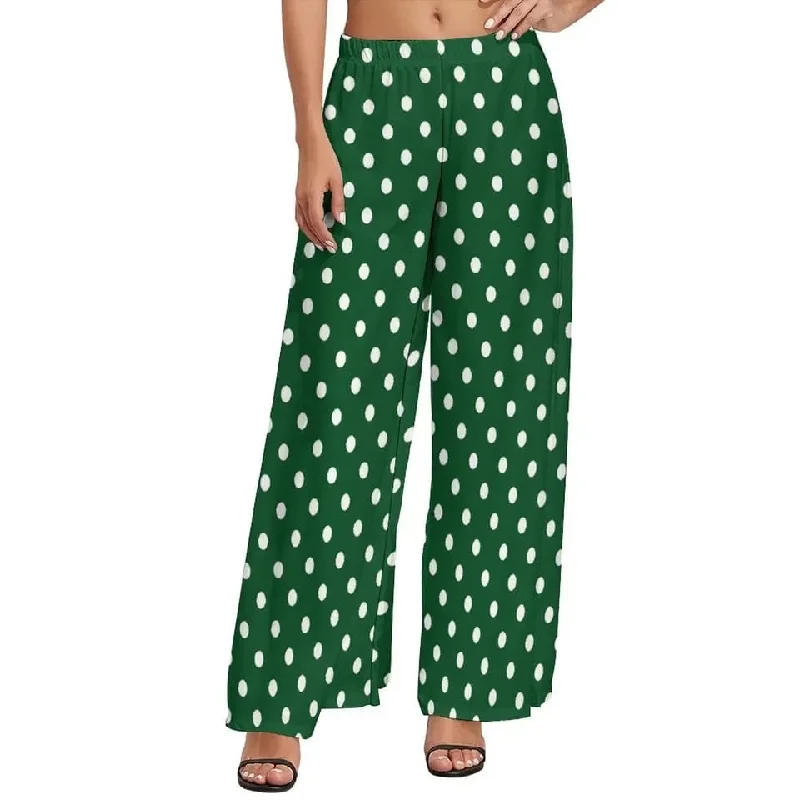 Green Polka Dot Pants Women Vintage Print Trousers XL 113008 Trousers Polka Dot Cute