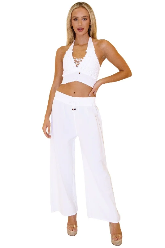 'Tina' Wide Leg Pants Comfortable Denim Trousers