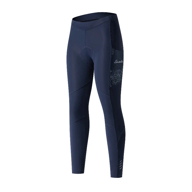 Santic Navy Women's Cycling Pants 4D Padded Bicycle Tights Comfortable Fleece Pants