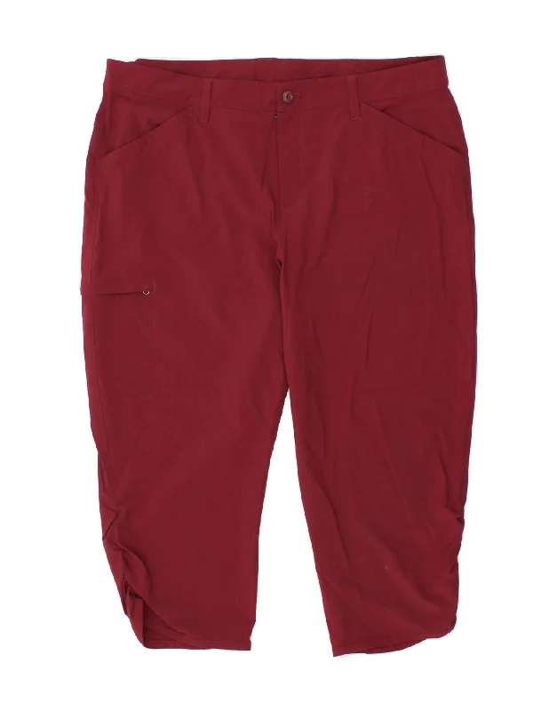 EDDIE BAUER Womens Capri Cargo Trousers US 18 2XL W38 L21 Burgundy Trousers Winter Warm