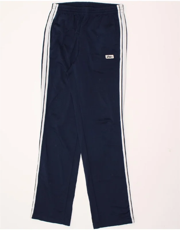 ASICS Womens Tracksuit Trousers UK 14 Large  Navy Blue Polyester Skinny Trousers Denim Stretchy