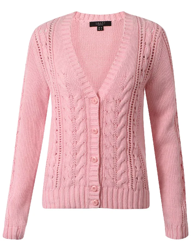 Amara Reya Cinquefoil pink cardigan Mesh Fabric Canvas Fabric Denim Fabric