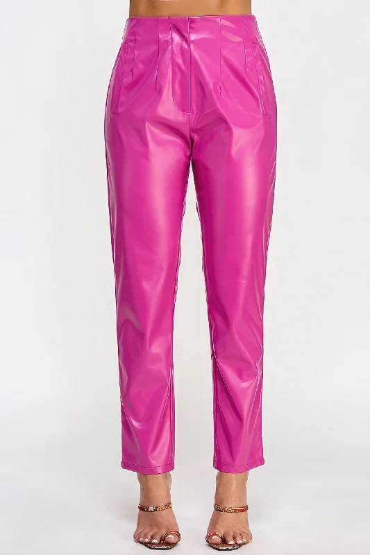 Faux Leather Pants Elegant Silk Pants