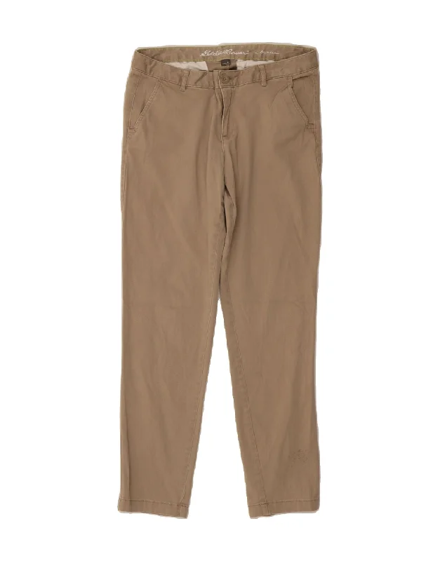 EDDIE BAUER Womens Boyfriend Slim Chino Trousers US 8 Medium W27 L28 Brown Trousers Top Rated