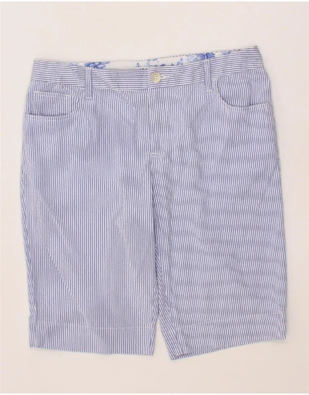 IZOD Womens Casual Trousers UK 10 Small W27  Blue Striped Cotton Trousers Striped Patterned