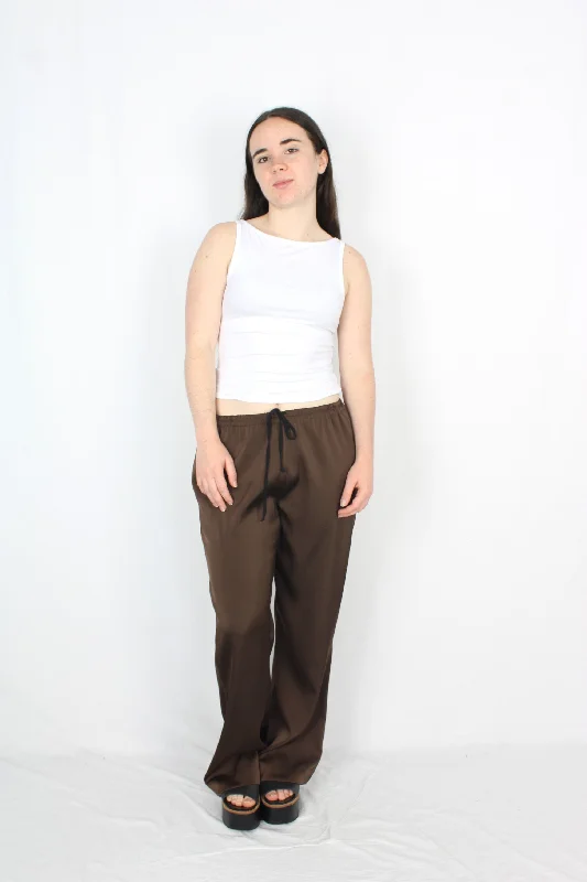 Repertoire - Satin Wide Leg Pants Casual Track Pants