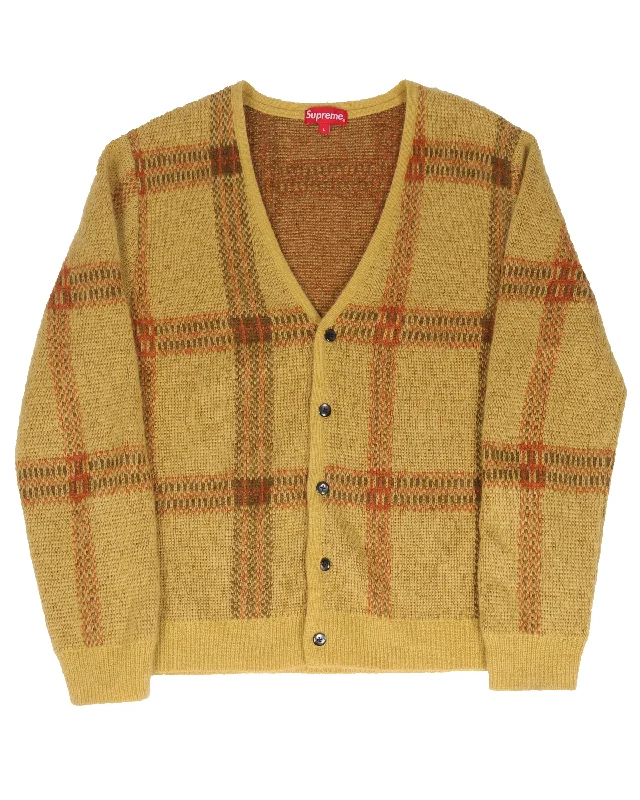 Plaid Cardigan Fitted Slim Tailored