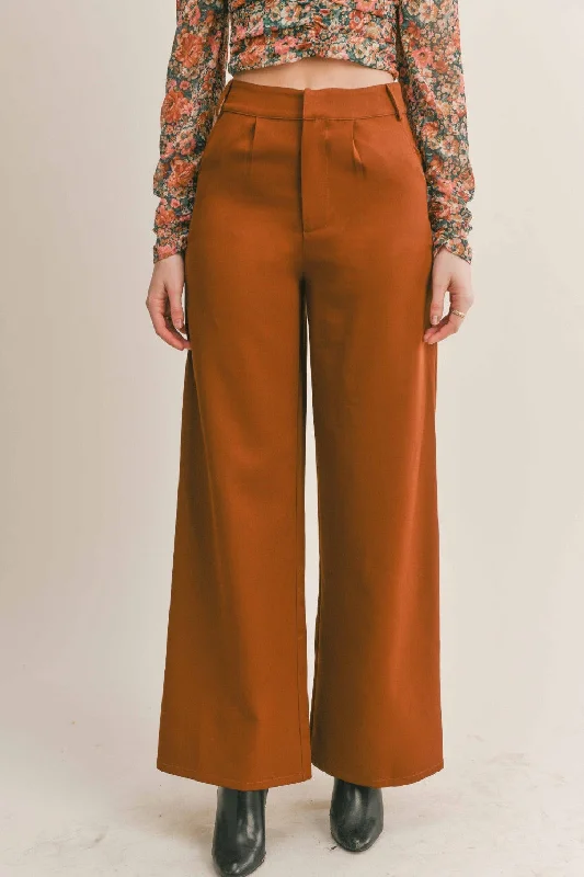 Sadie & Sage Coffee Date Pants in Brown Soft Stretch Trousers