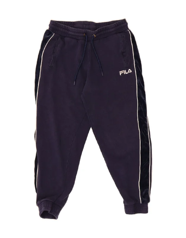 FILA Womens Tracksuit Trousers Joggers UK 12 Medium  Navy Blue Cotton Trousers Top Rated