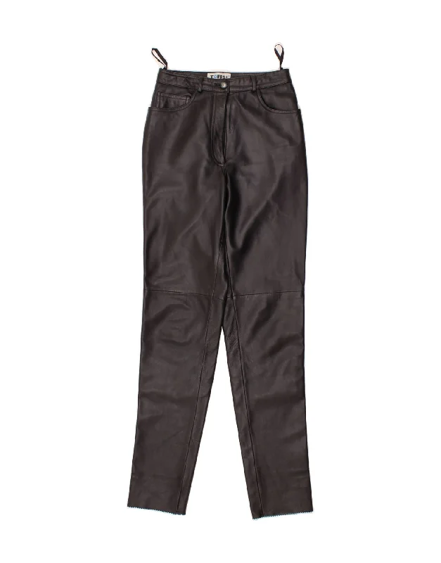 TOFFS! Womens Skinny Casual Trousers US 8 Medium W28 L34 Black Leather Trousers Canvas Durable