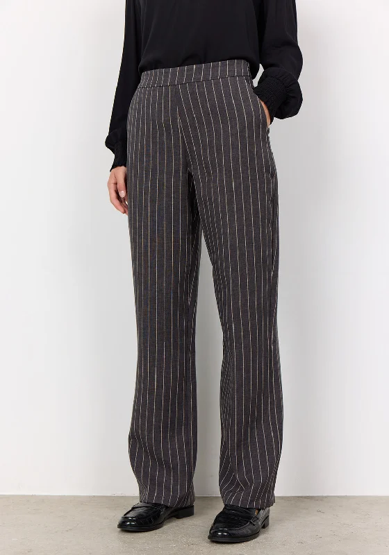 Soyaconcept Olivine Pinstripe Tapered Trousers, Grey Chinos Cotton Straight Leg