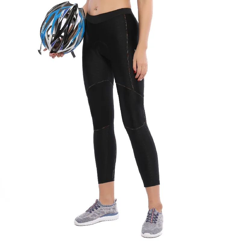 Santic Coral Black Women Padded Cycling Pants Elegant Dress Pants