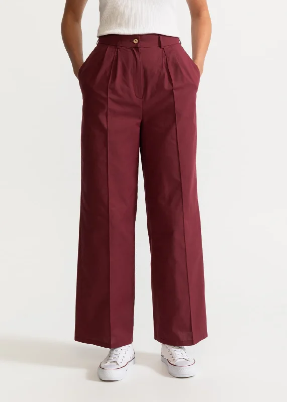 Women's Figa Organic Cotton Trousers Burgundy Trousers Tapered Slim Fit