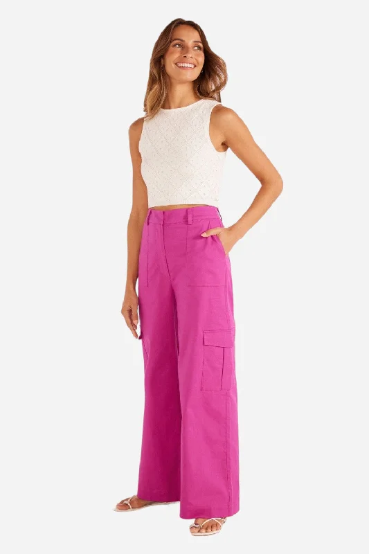 Minkpink Liora Cargo Pocket Pants in Orchid Formal Stretch Pants