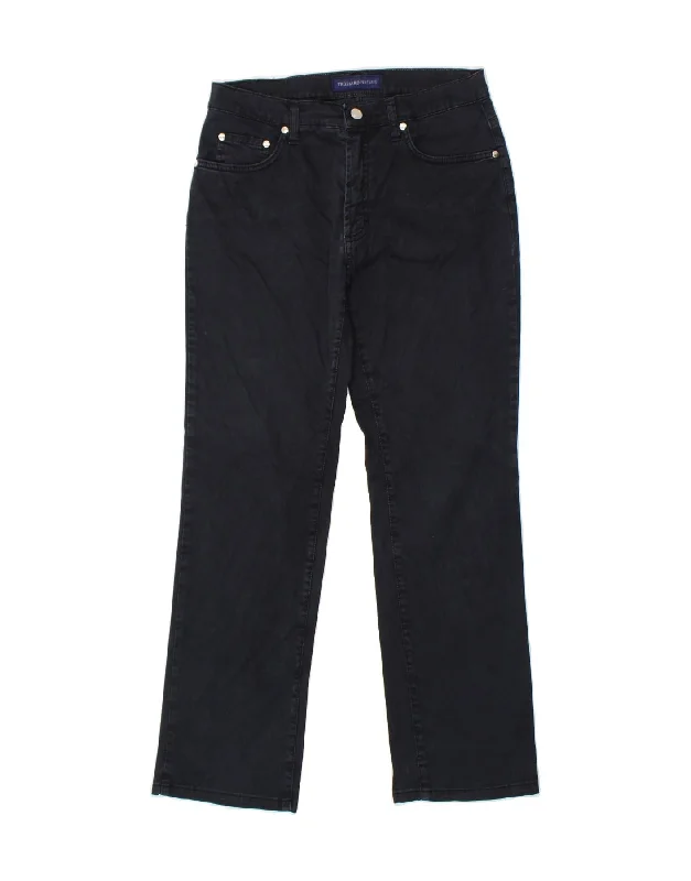 TRUSSARDI Womens Straight Casual Trousers  W28 L28 Navy Blue Trousers cozy comfortable