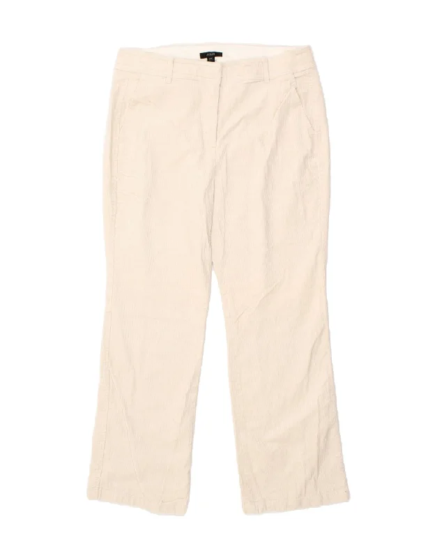 J. CREW Womens Straight Corduroy Trousers US 12 Large W30 L27 Off White Trousers stylish elegant