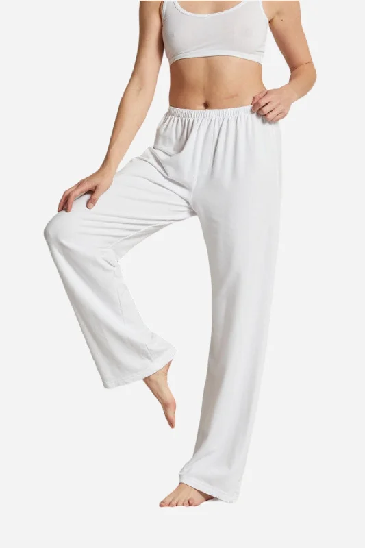 perfect white tee Hannah Lounge Wide Leg Pant in White Chic Wool Trousers