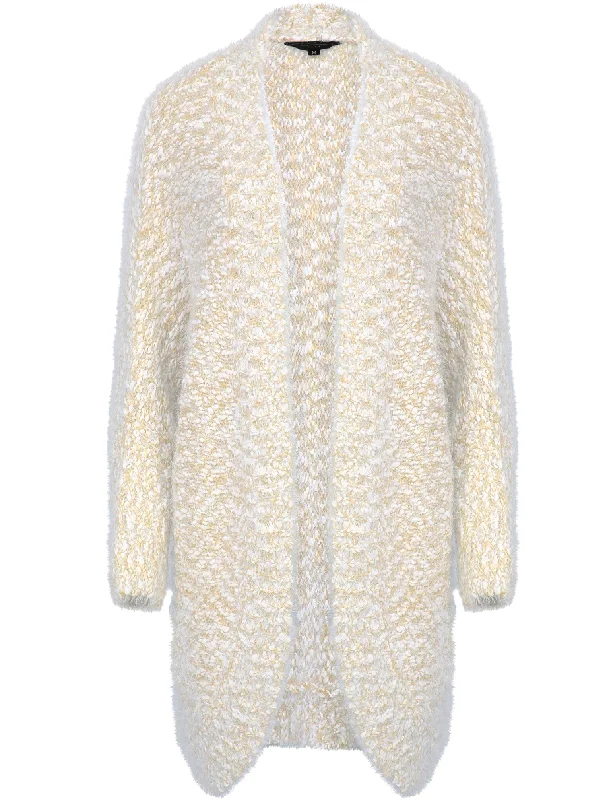 Bloom Popcorn Yarn Longline Cocoon Cardigan in Angel Wing - Amara Reya Fitted Loose Oversized