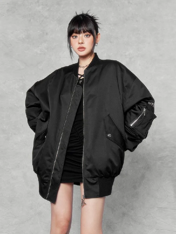 Oversized Nylon Bomber Jacket VOC0133 Oversized Jacket Tailored Jacket Straight Jacket