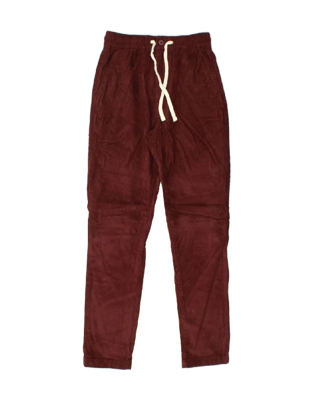 J. CREW Womens Slim Corduroy Trousers XS W26 L29 Burgundy Cotton Trousers High Rise Slim Fit