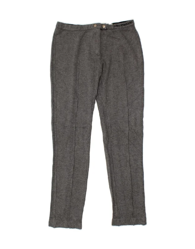 ARMANI Womens Slim Casual Trousers EU 40 Medium W28 L27 Grey Viscose Trousers chic fashionable