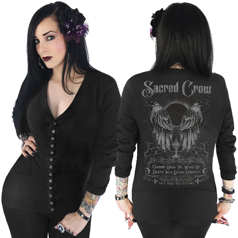 SACRED CROW WOMEN'S V-NECK CARDIGAN Casual Formal Business