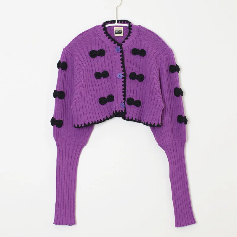 SALE 40%OFF ! <br/>【HOLIDAY/ホリディ】RIBBON CROPPED KNIT CARDIGAN <br>23104025 Stretchy Elastic Breathable