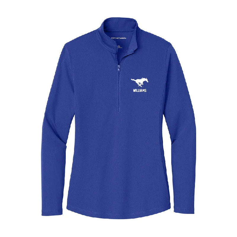 SMU - NCAA Women's Track & Field : Whitney Williams - Women's Lightweight Quarter Zip Jacket Notch Collar Peter Pan Collar Cowl Neck