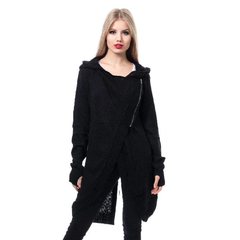 RADHIKA CARDIGAN - BLACK Solid Print Embellished