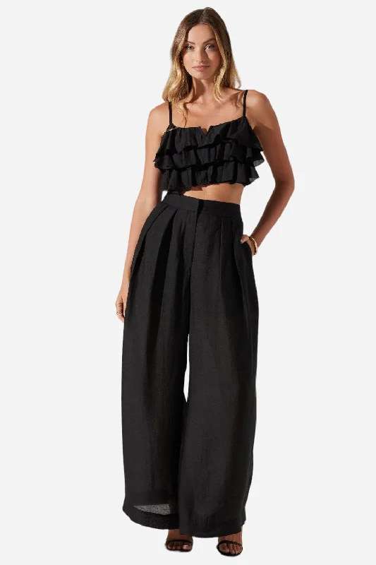 ASTR The Label Elyana Wide Leg Pants in Black Stylish Casual Pants