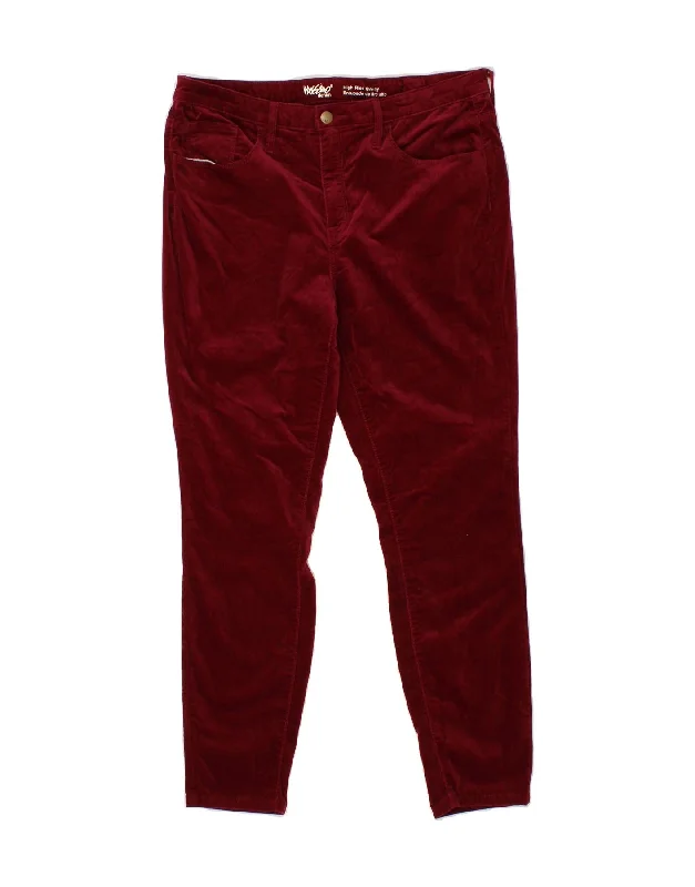 MOSSIMO Womens High Waist Skinny Casual Trousers US 14 XL W32 L28 Burgundy Trousers Culottes Wide Leg