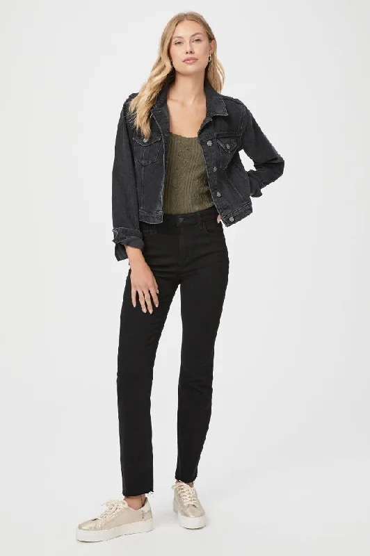 Paige Cindy Raw Hem Pants in Black Shadow Casual Skinny Fit Pants