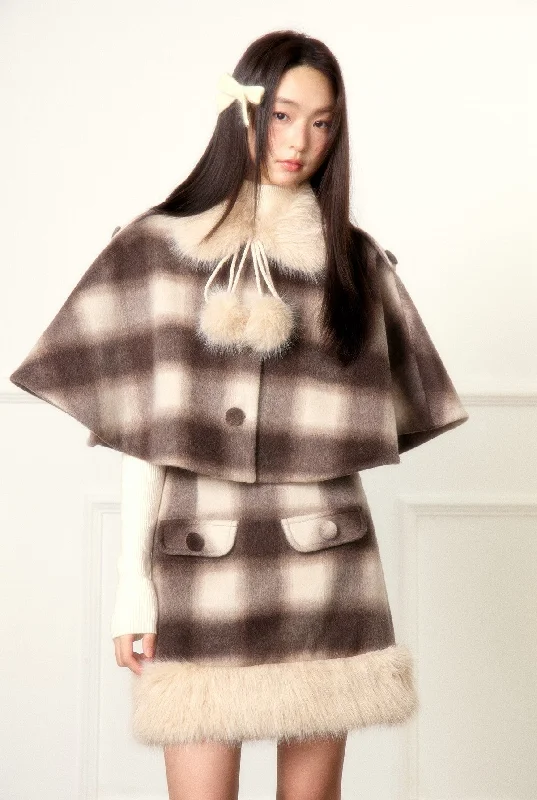 Retro Brown Plaid Cloak Jacket/Skirt LOS0001 Jersey Jacket Tulle Jacket Batik Jacket