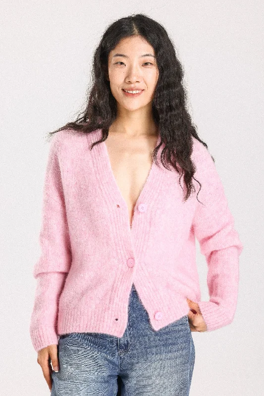 Lara  Alpaca wool Knit Cardigan - Pink Anti-Pilling Anti-Shrink Durable