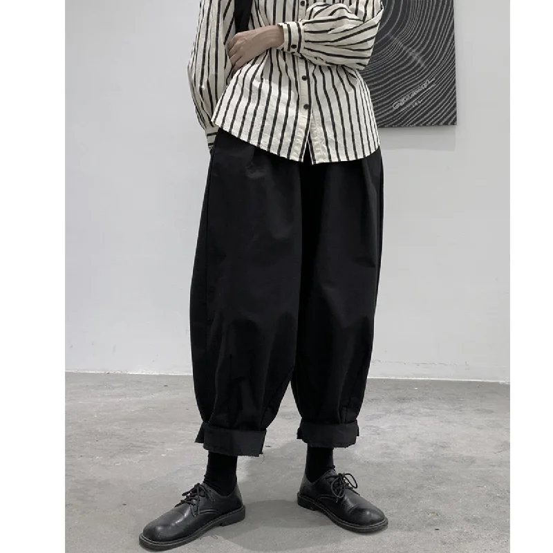 Straight Casual Harem Pants Sleek Black Pants