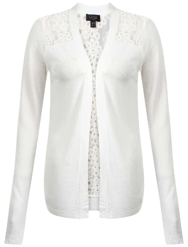 Amara Reya Sara white cardigan Herringbone Houndstooth Plaid