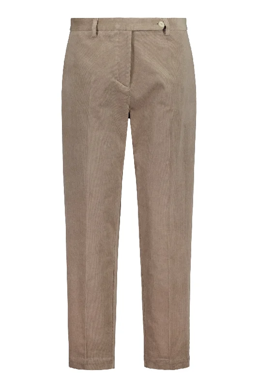 Finby Velvet Trousers Reed Grey Trousers Low Rise Relaxed