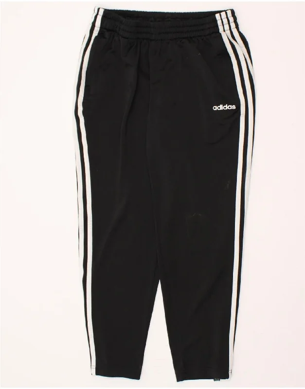 ADIDAS Womens Tracksuit Trousers UK 12/14 Medium  Black Polyester High Waist Slim Fit Ankle Length