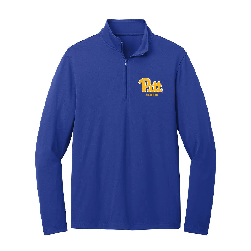 Pittsburgh - NCAA Women's Track & Field : Maya Maycock - Lightweight Quarter Zip Jacket Chenille Fabric Brocade Fabric Lace Fabric