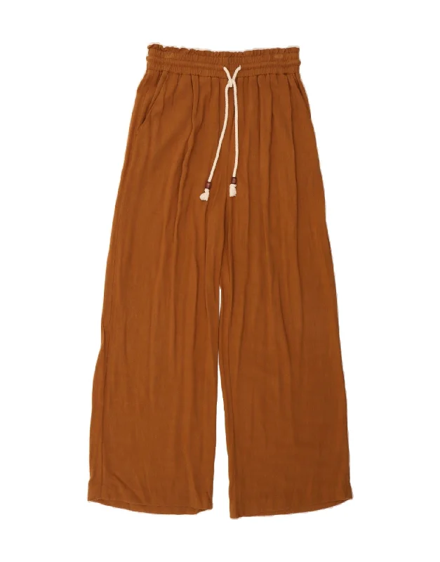 ZARA Womens Wide Leg Harem Trousers Medium W30 L31 Brown Viscose Trousers chic fashionable